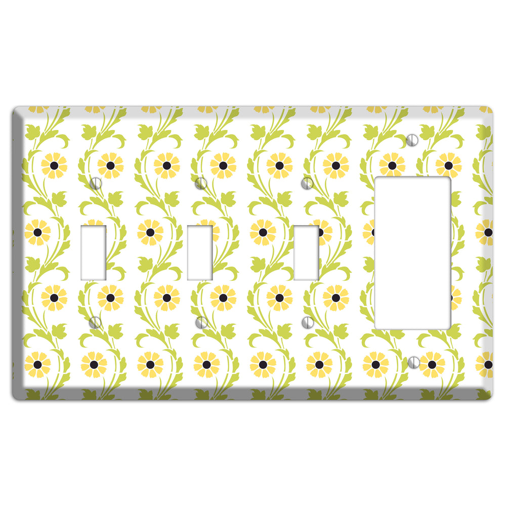 Green Vine Floral 3 Toggle / Rocker Wallplate