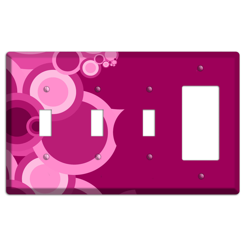 Pink and Fuschia Circles 3 Toggle / Rocker Wallplate