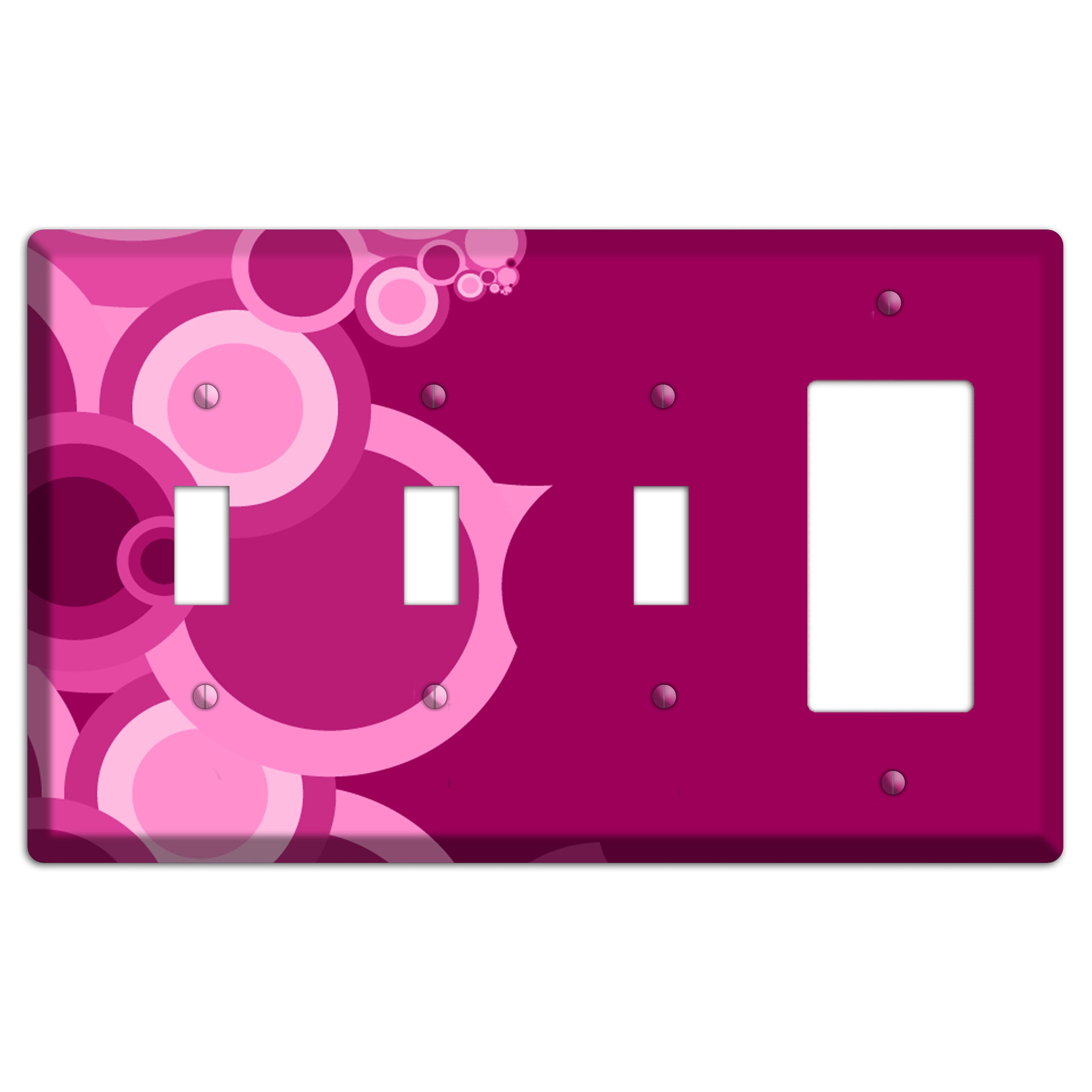 Pink and Fuschia Circles 3 Toggle / Rocker Wallplate