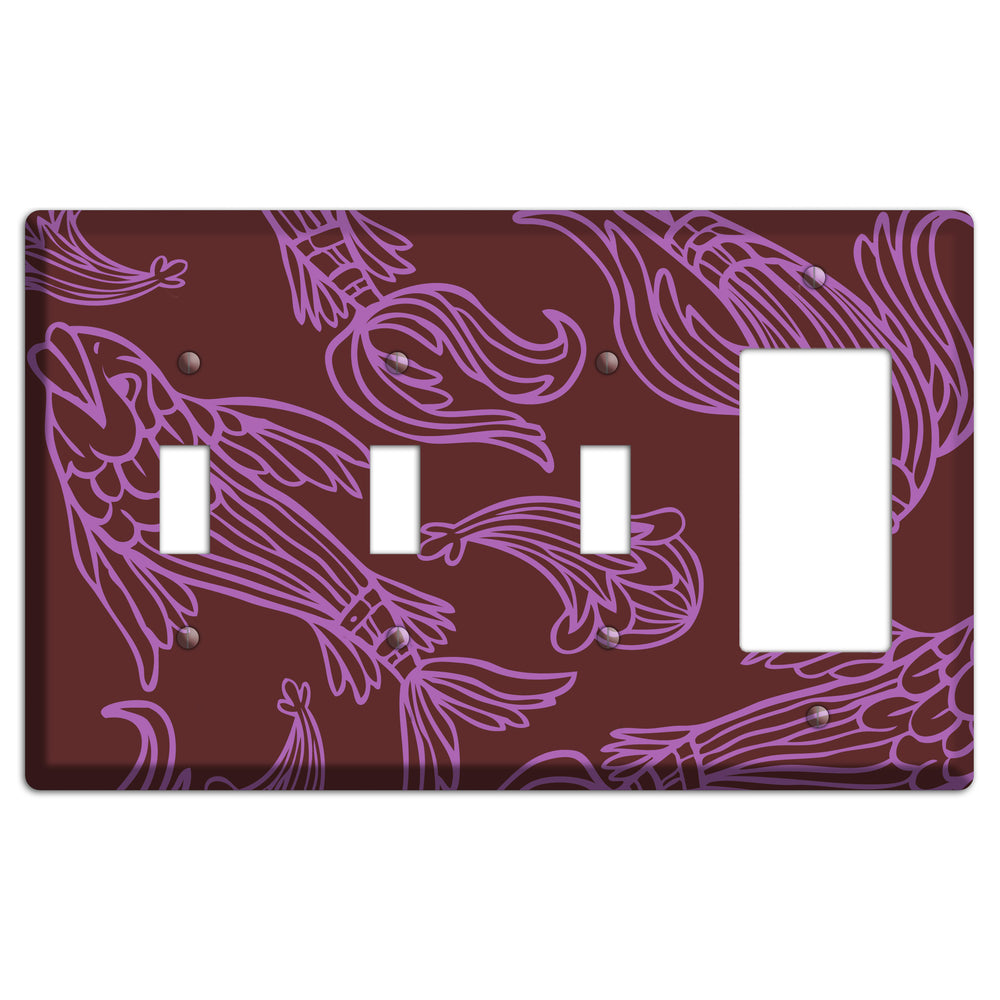 Purple and Pink Koi 3 Toggle / Rocker Wallplate