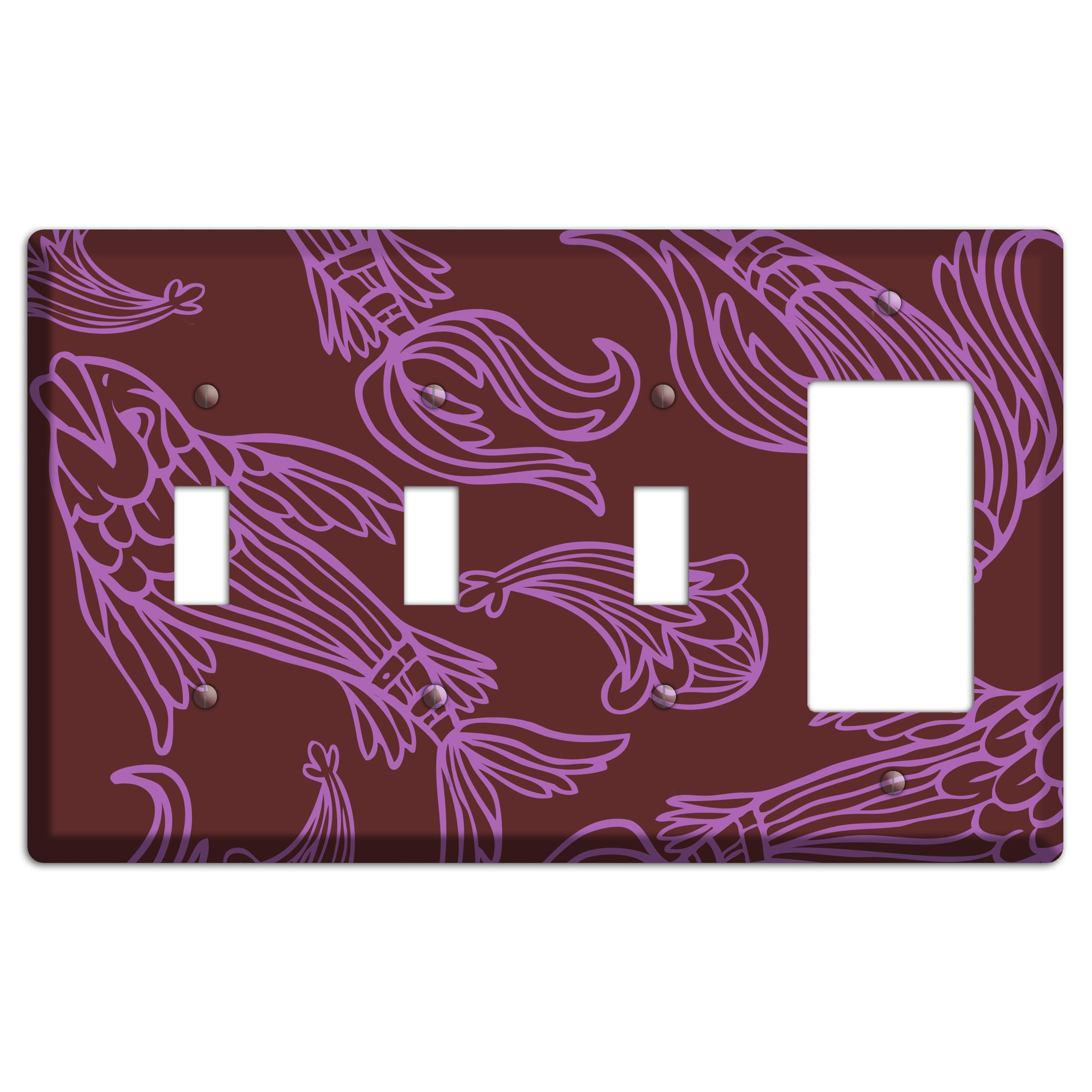 Purple and Pink Koi 3 Toggle / Rocker Wallplate