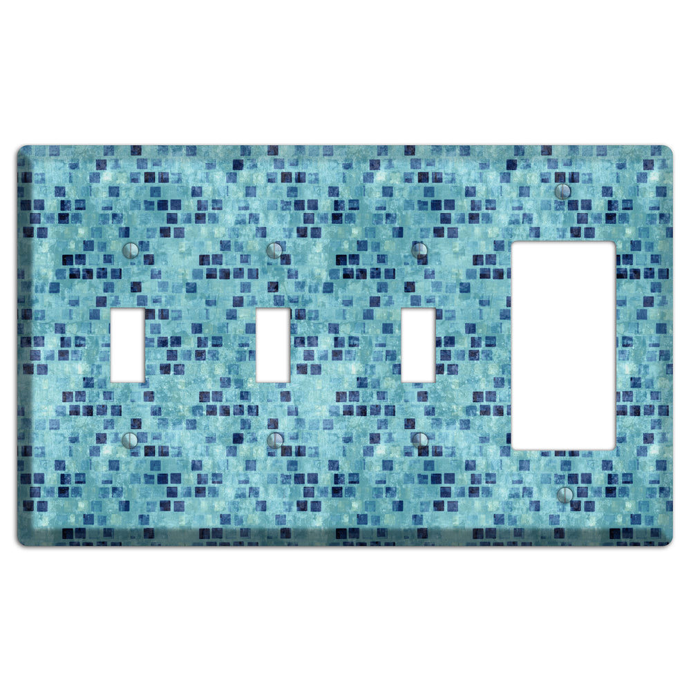 Turquoise Grunge Tile 3 Toggle / Rocker Wallplate