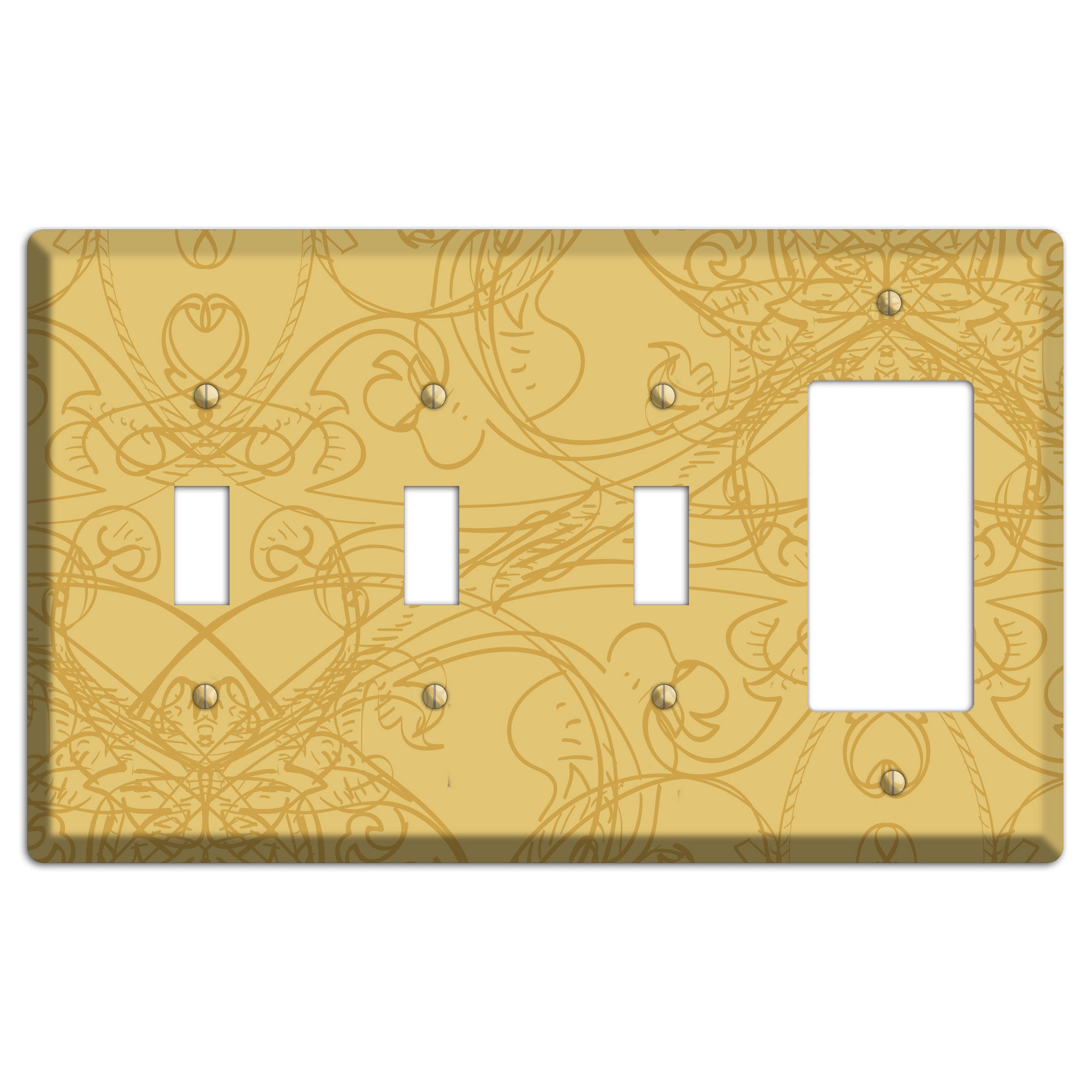 Beige Deco Sketch 3 Toggle / Rocker Wallplate
