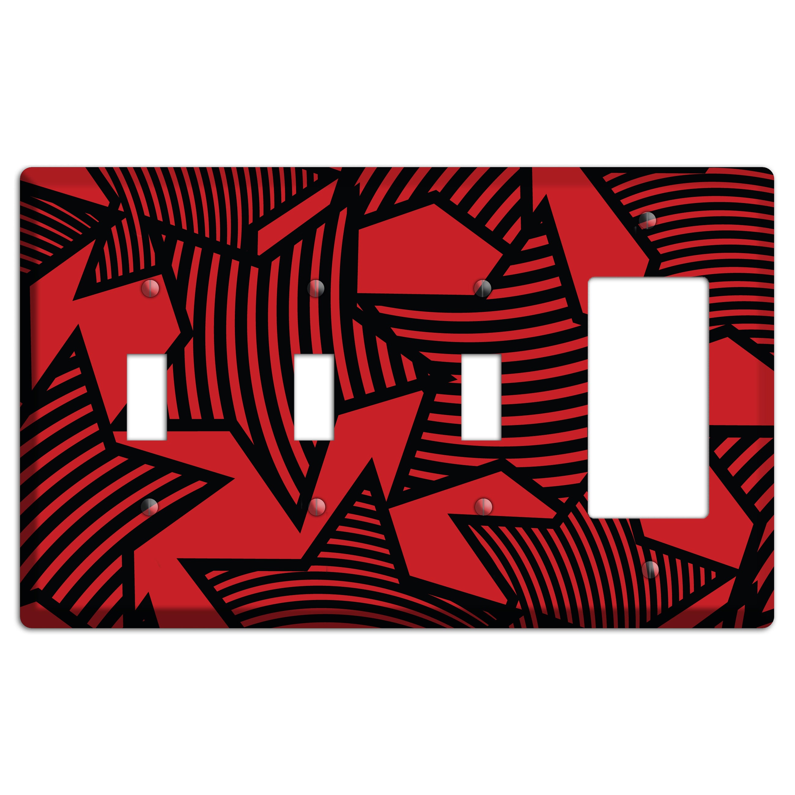 Red with Large Black Stars 3 Toggle / Rocker Wallplate