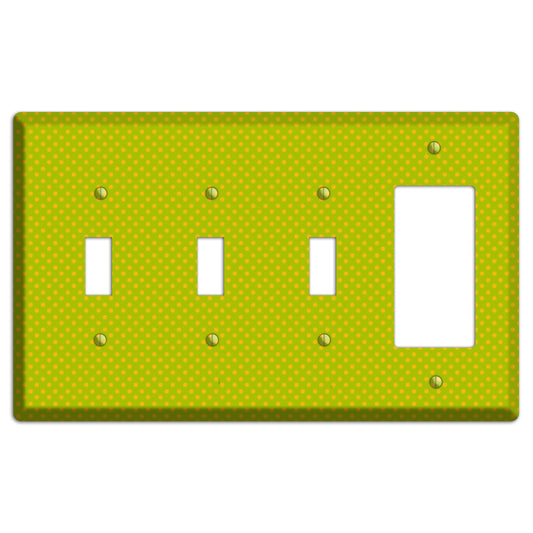 Multi Lime Tiny Polka Dots 3 Toggle / Rocker Wallplate