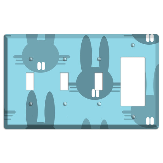 Blue Bunny 3 Toggle / Rocker Wallplate