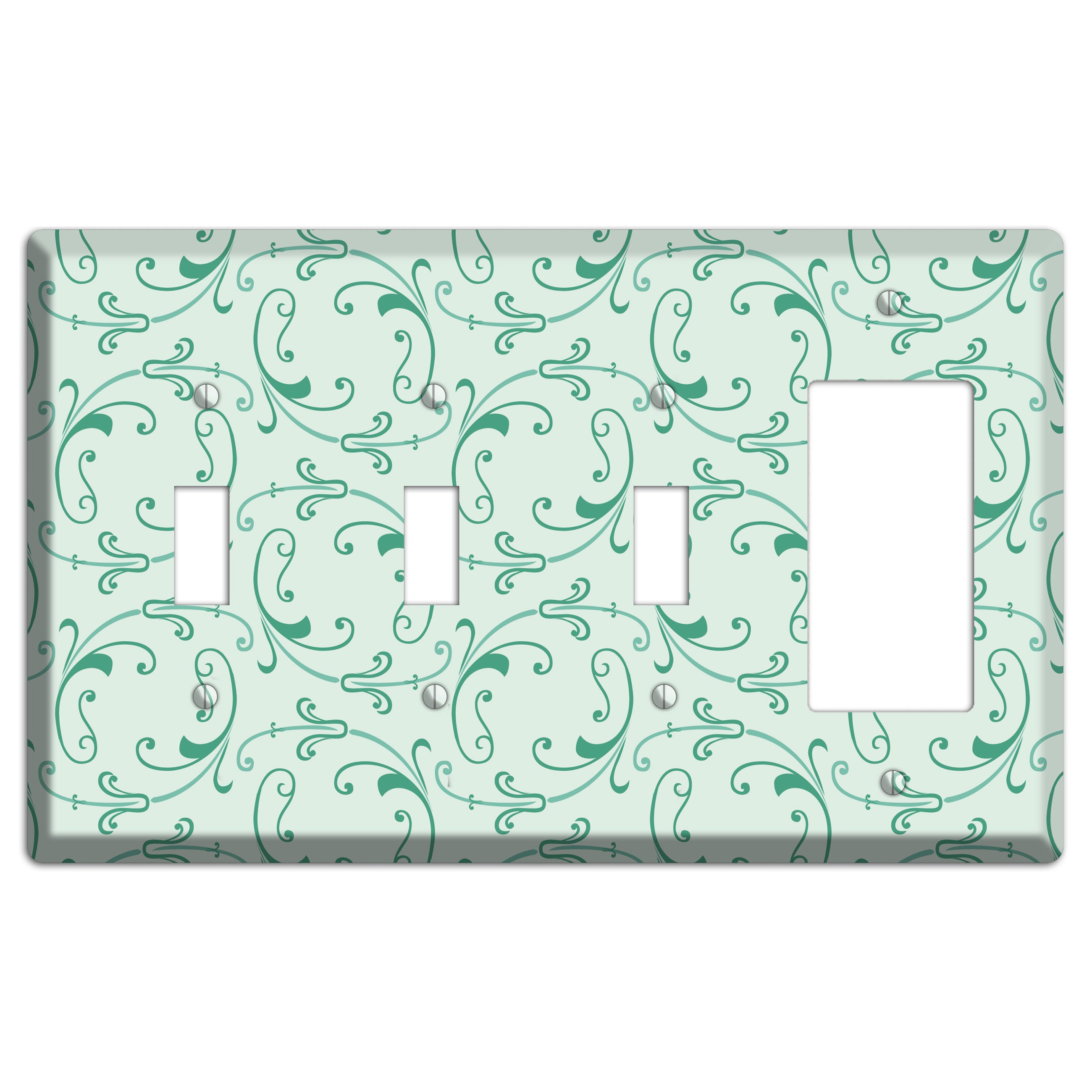 Aqua Victorian Sprig 3 Toggle / Rocker Wallplate