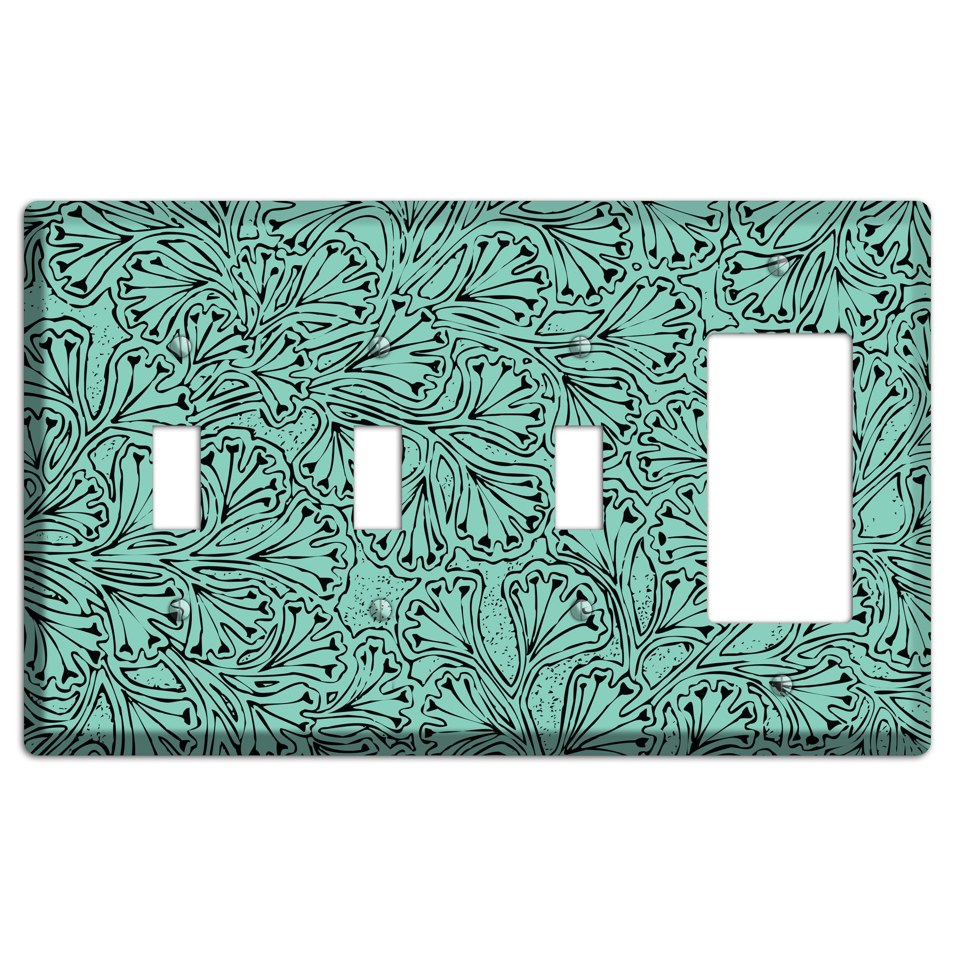 Deco Olive Interlocking Floral 3 Toggle / Rocker Wallplate