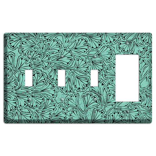 Deco Olive Interlocking Floral 3 Toggle / Rocker Wallplate