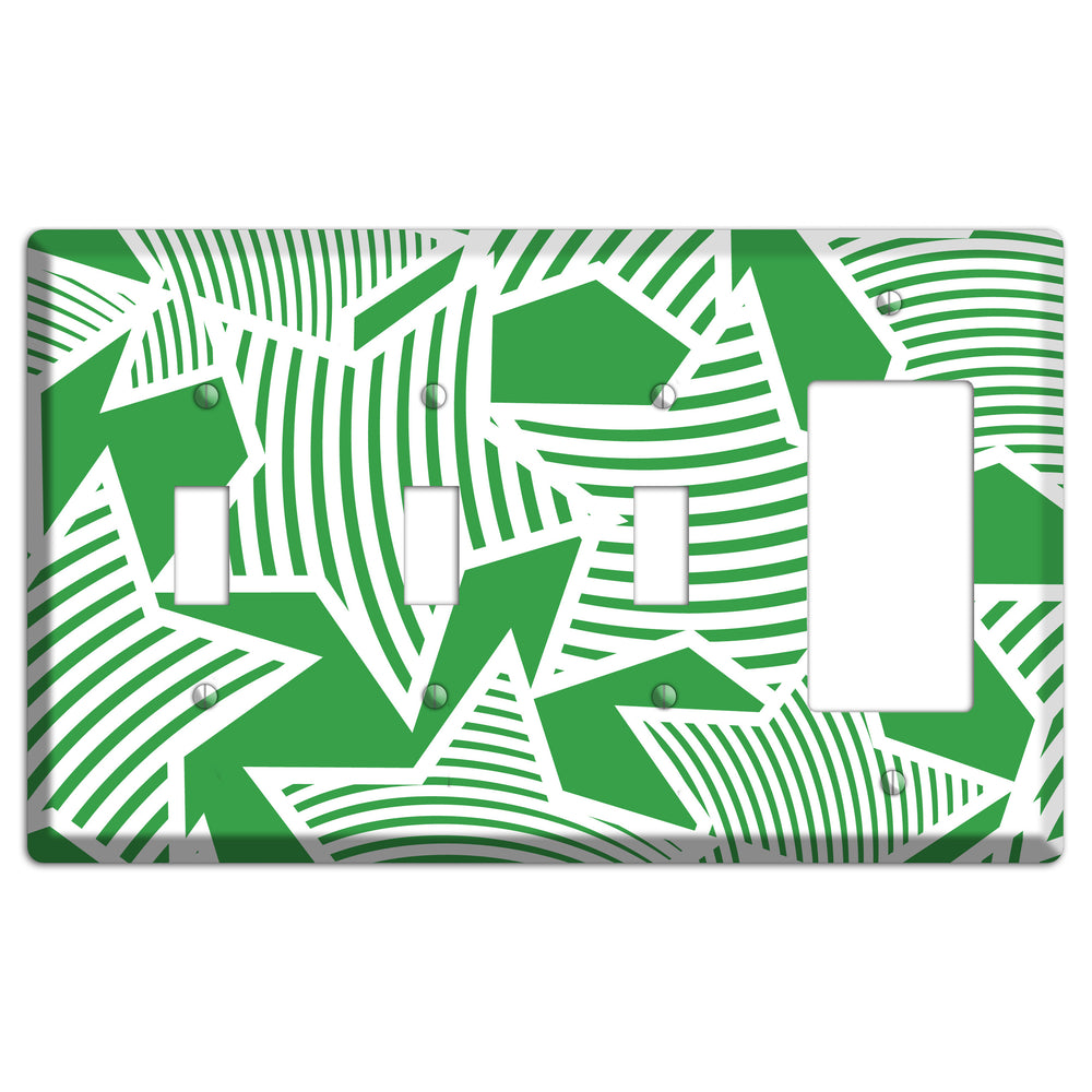 Green with Large White Stars 3 Toggle / Rocker Wallplate