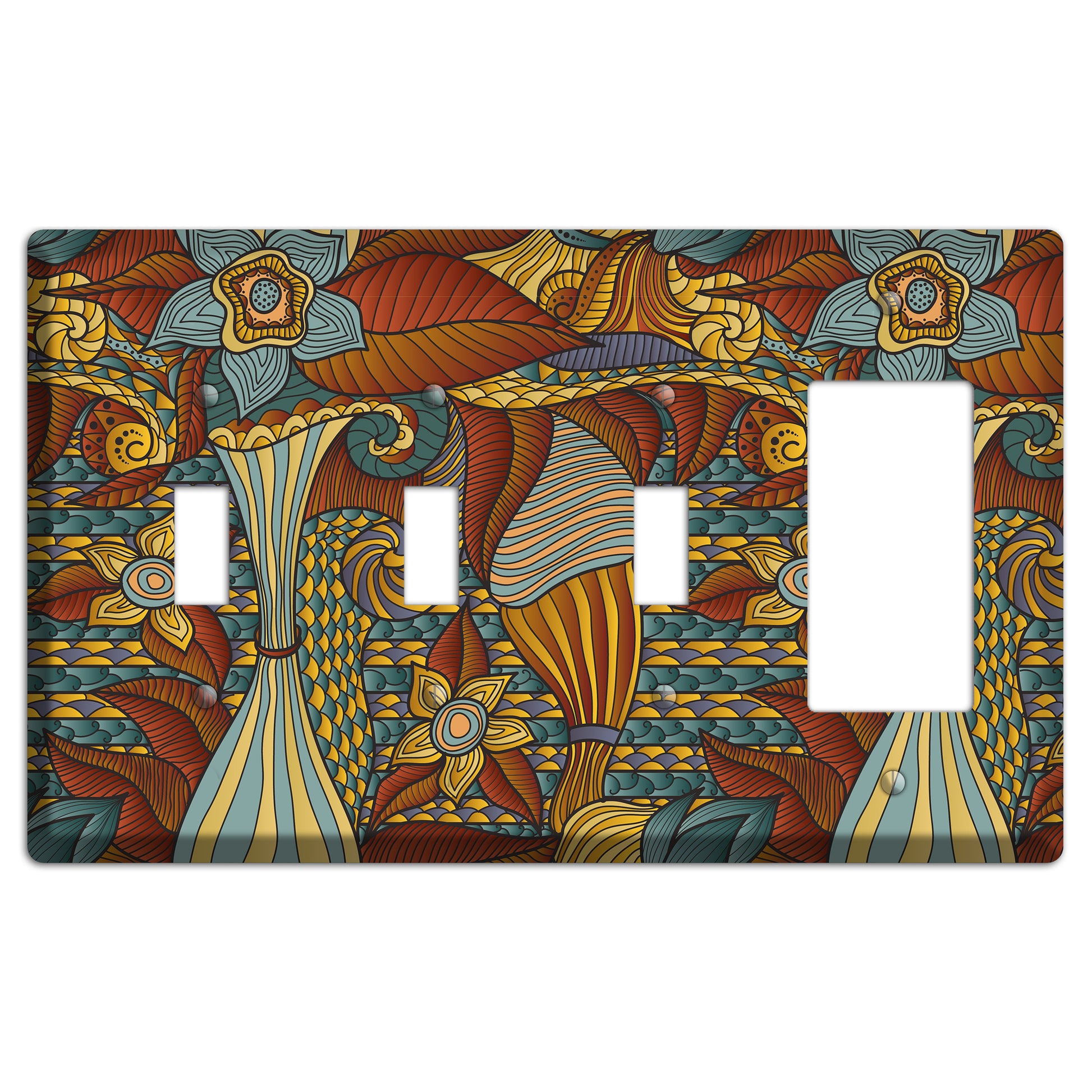 Retro Flourish 4 3 Toggle / Rocker Wallplate