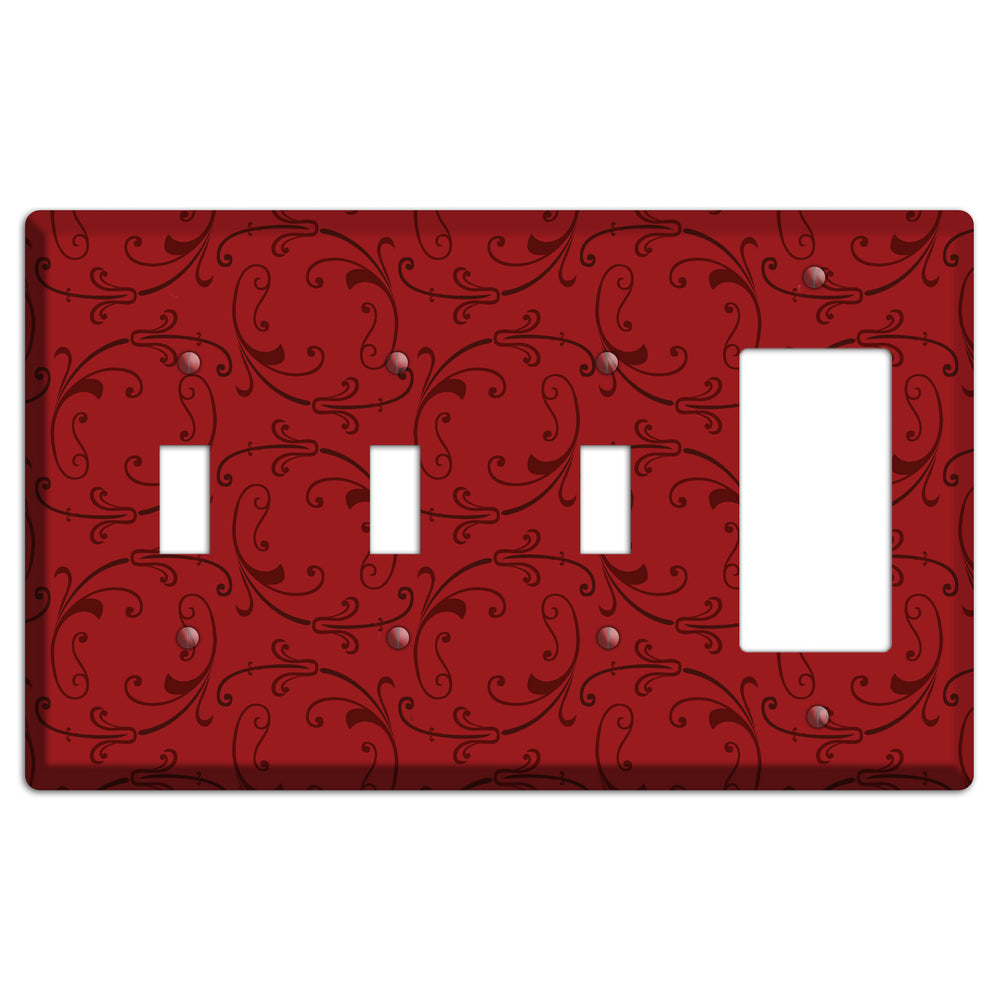 Red Victorian Sprig 3 Toggle / Rocker Wallplate