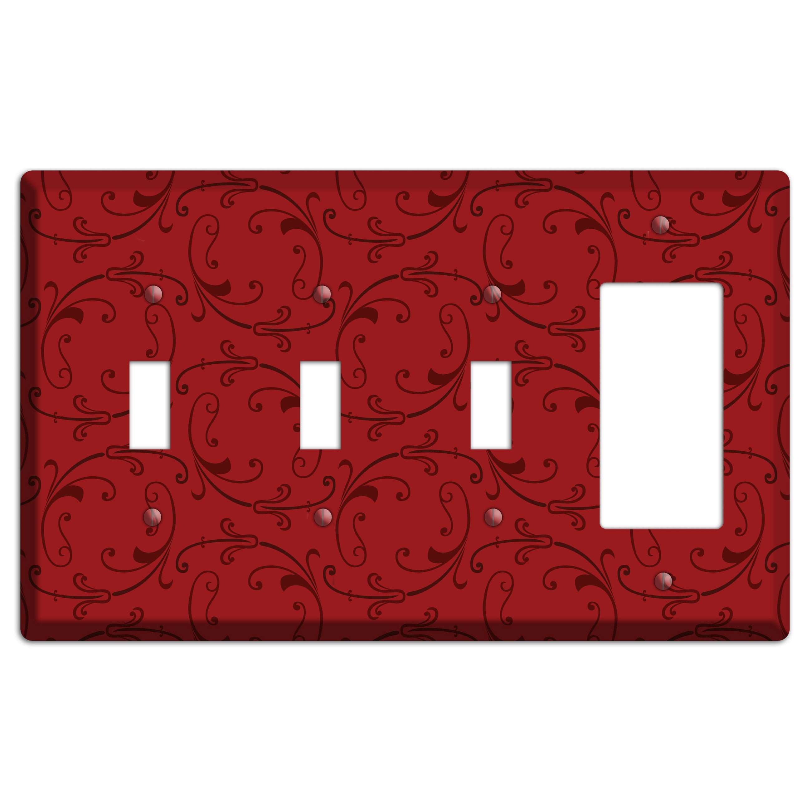 Red Victorian Sprig 3 Toggle / Rocker Wallplate