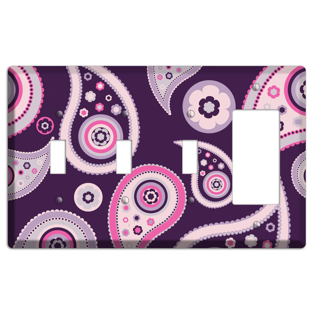 Purple Paisley 3 Toggle / Rocker Wallplate