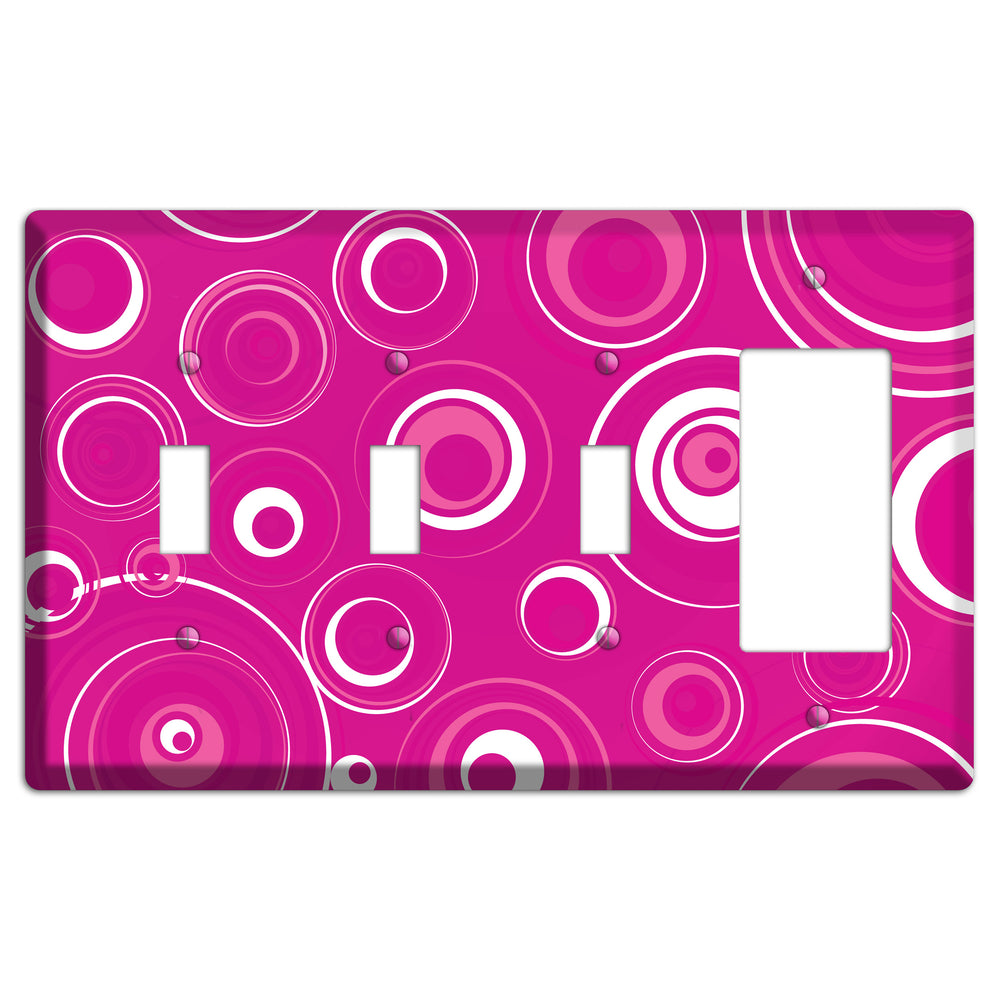 Dark Pink Circles 3 Toggle / Rocker Wallplate