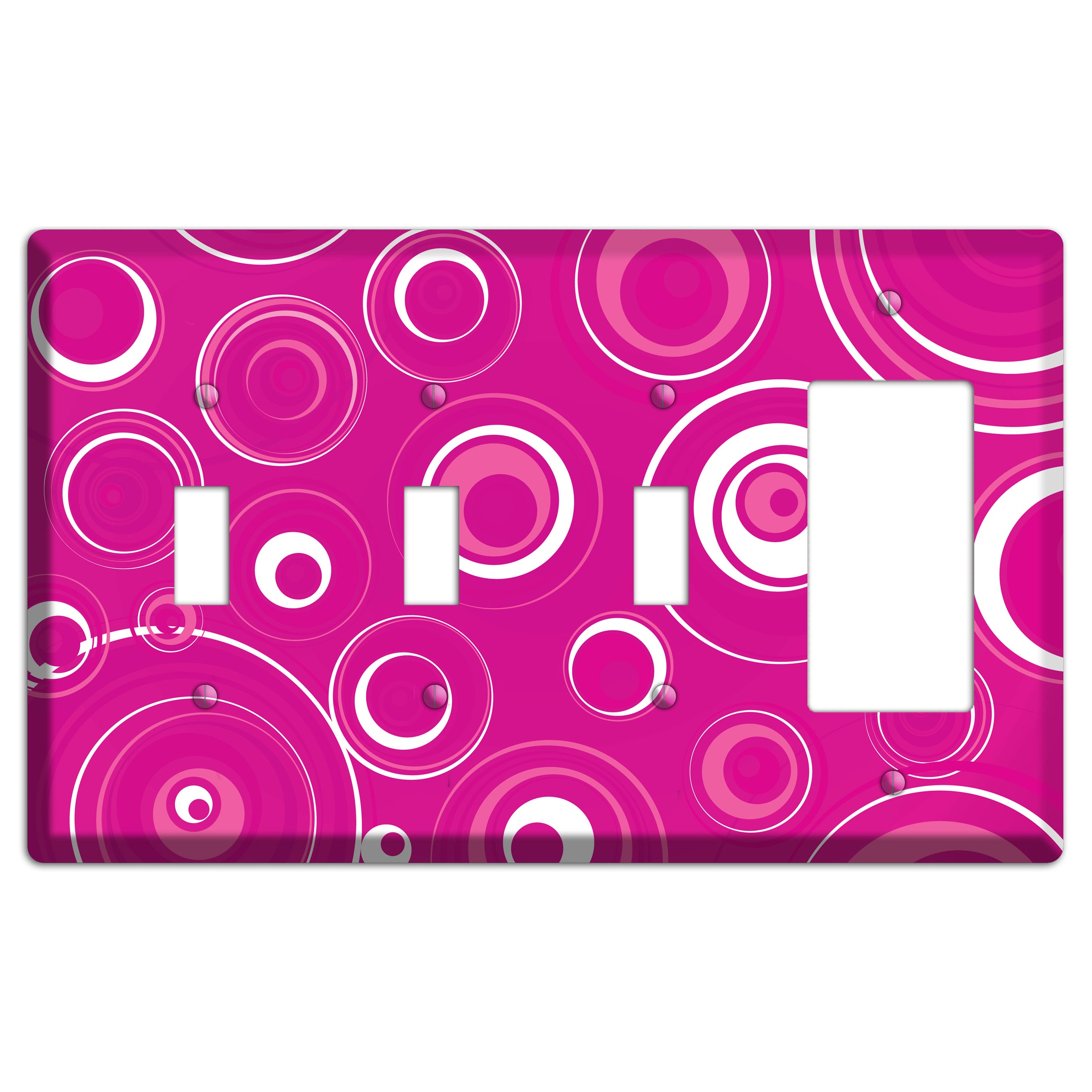Dark Pink Circles 3 Toggle / Rocker Wallplate