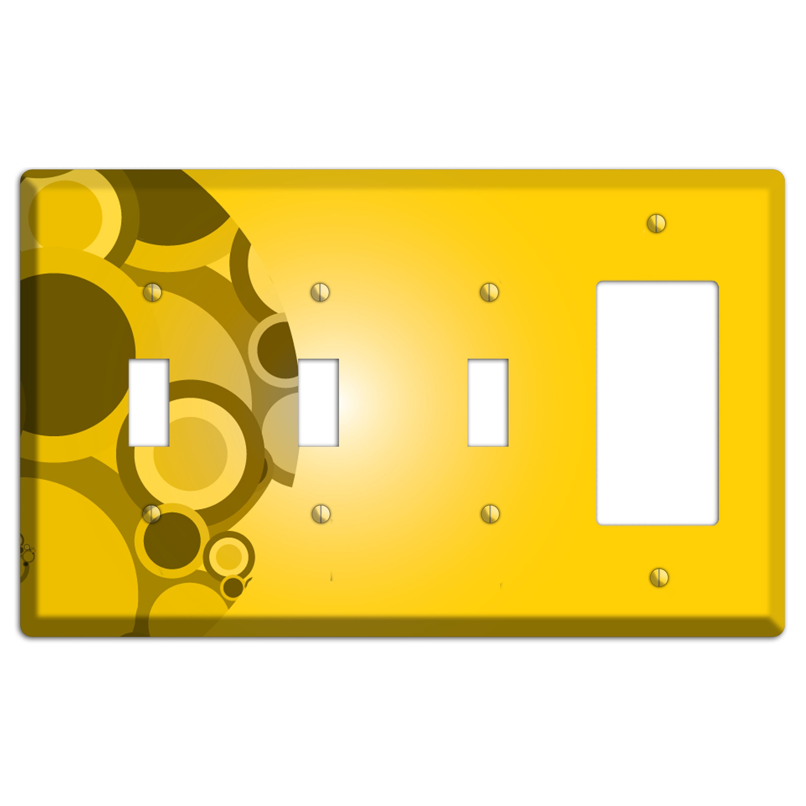 Mustard Yellow Circles 3 Toggle / Rocker Wallplate