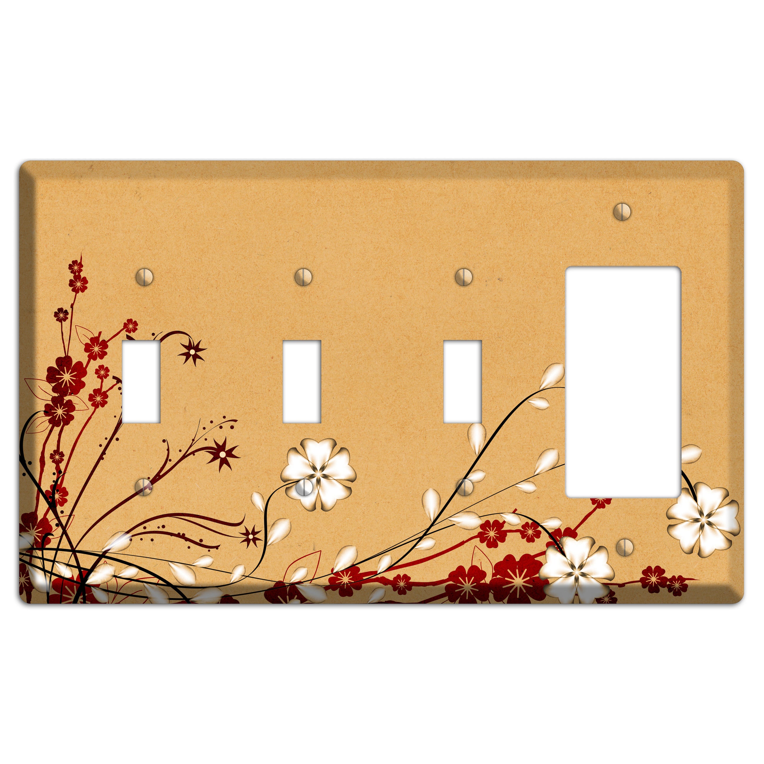 Delicate Red Flowers 3 Toggle / Rocker Wallplate