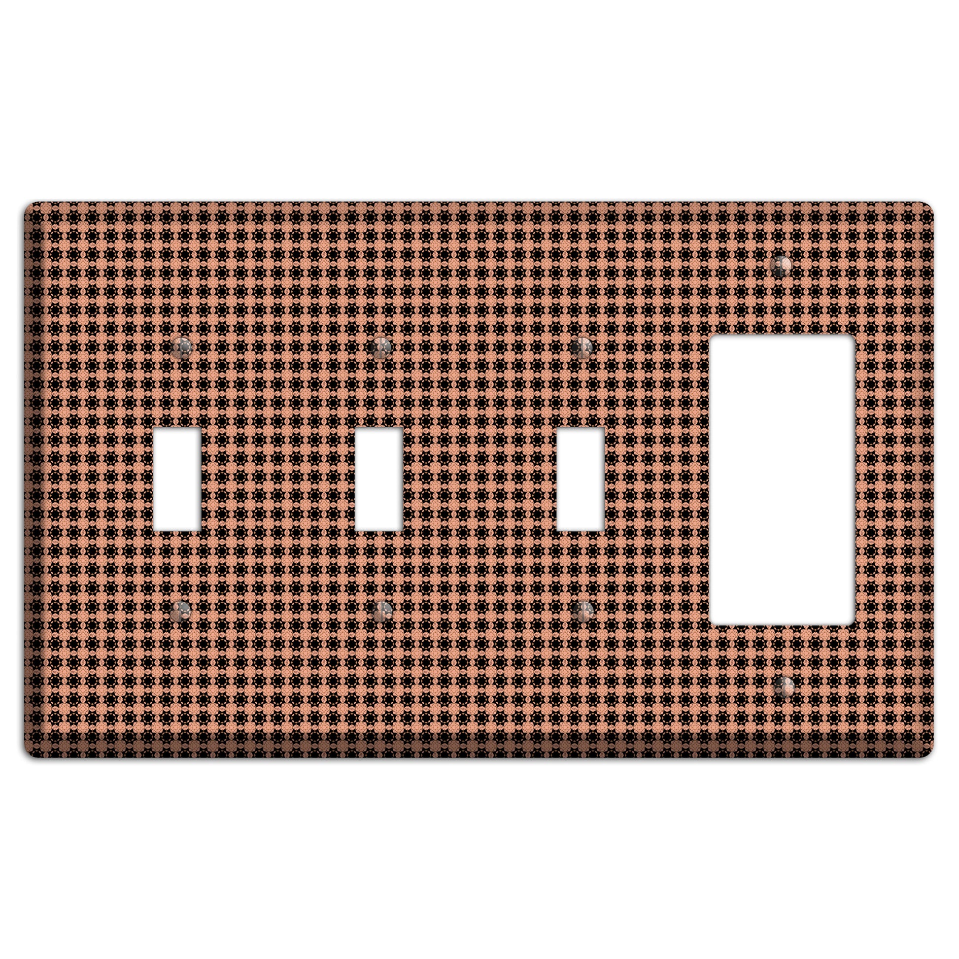 Coral and Black Arabesque 3 Toggle / Rocker Wallplate