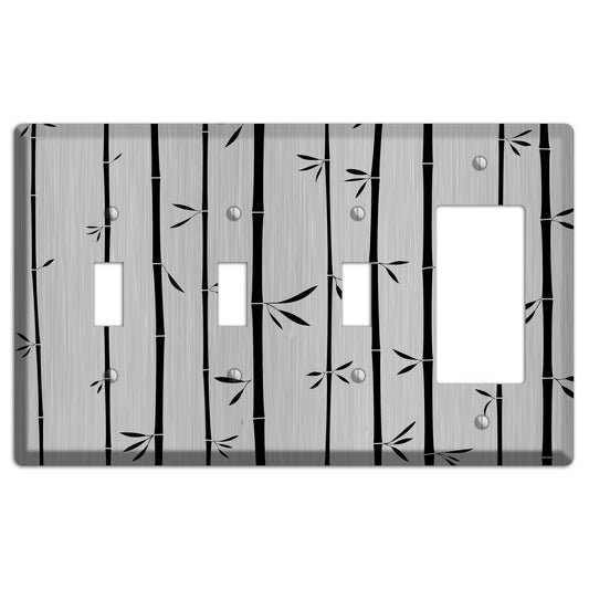 Bamboo  Stainless 3 Toggle / Rocker Wallplate