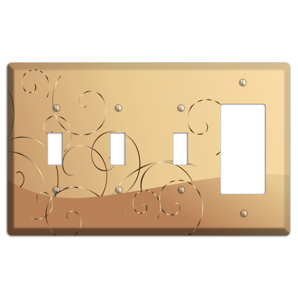 Light Brown and Beige Swirl 3 Toggle / Rocker Wallplate