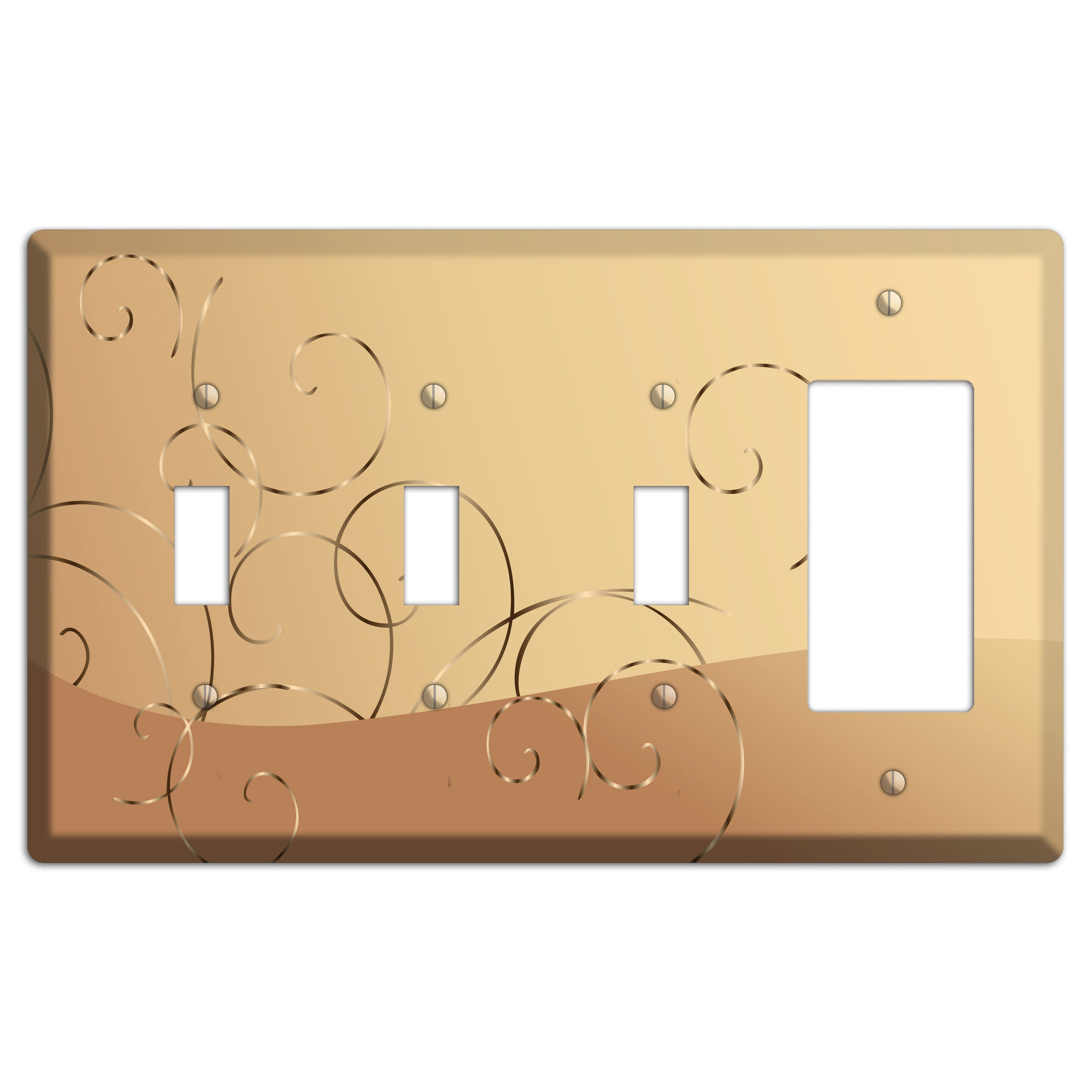 Light Brown and Beige Swirl 3 Toggle / Rocker Wallplate