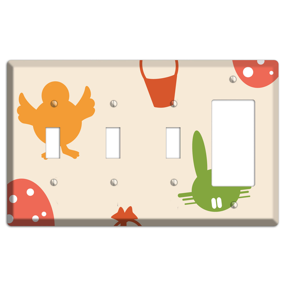 Yellow Chick 3 Toggle / Rocker Wallplate