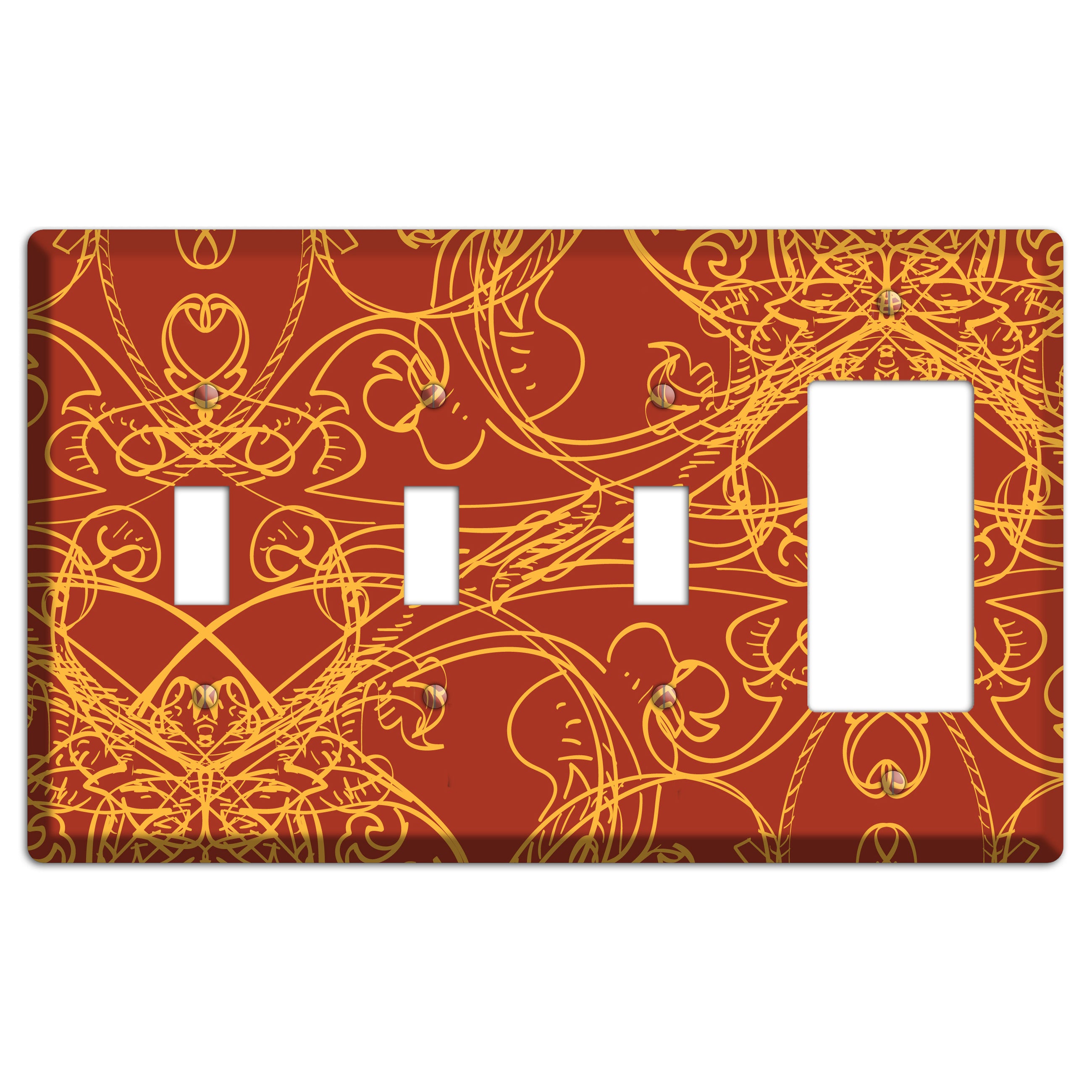 Red Deco Sketch 3 Toggle / Rocker Wallplate