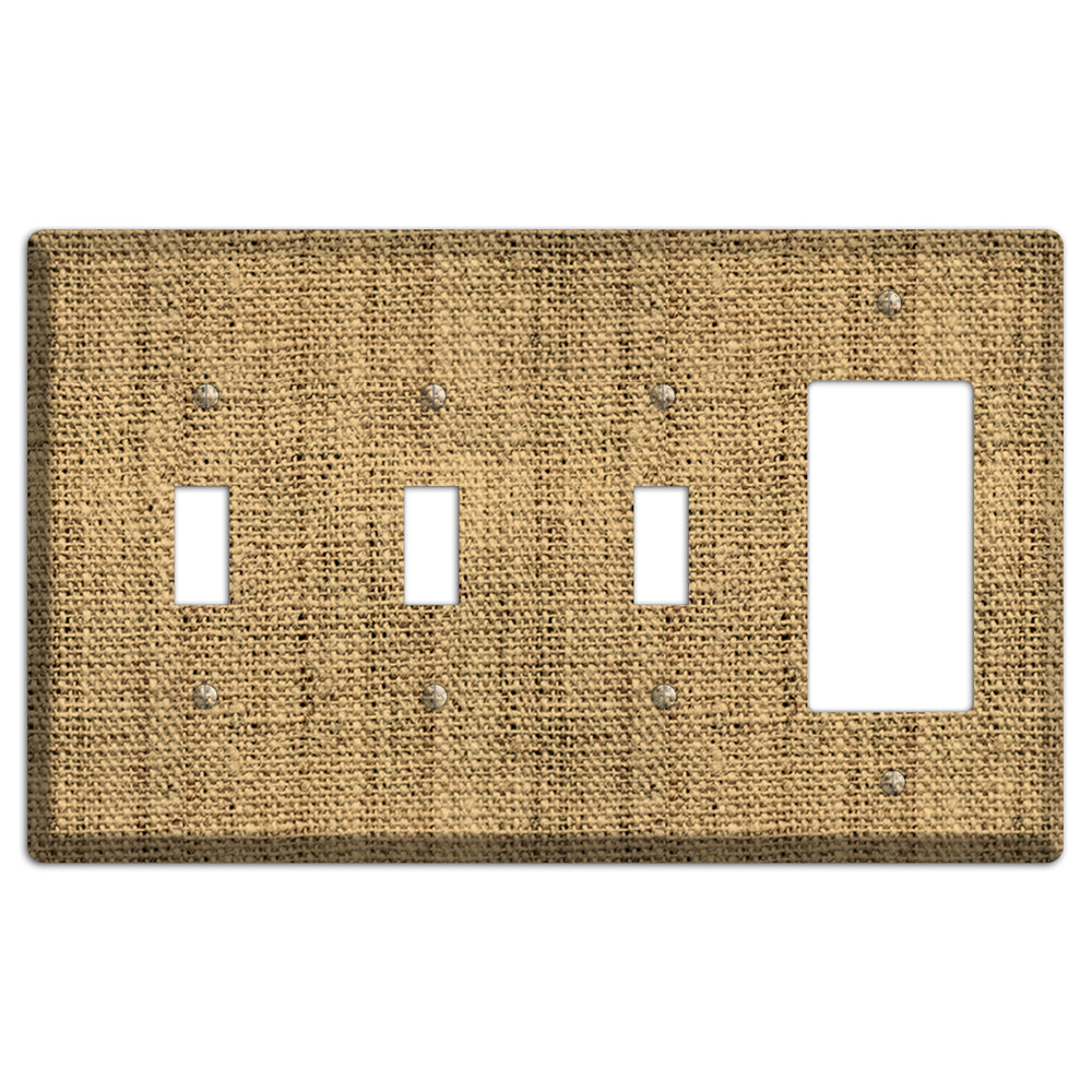Teak Burlap 3 Toggle / Rocker Wallplate