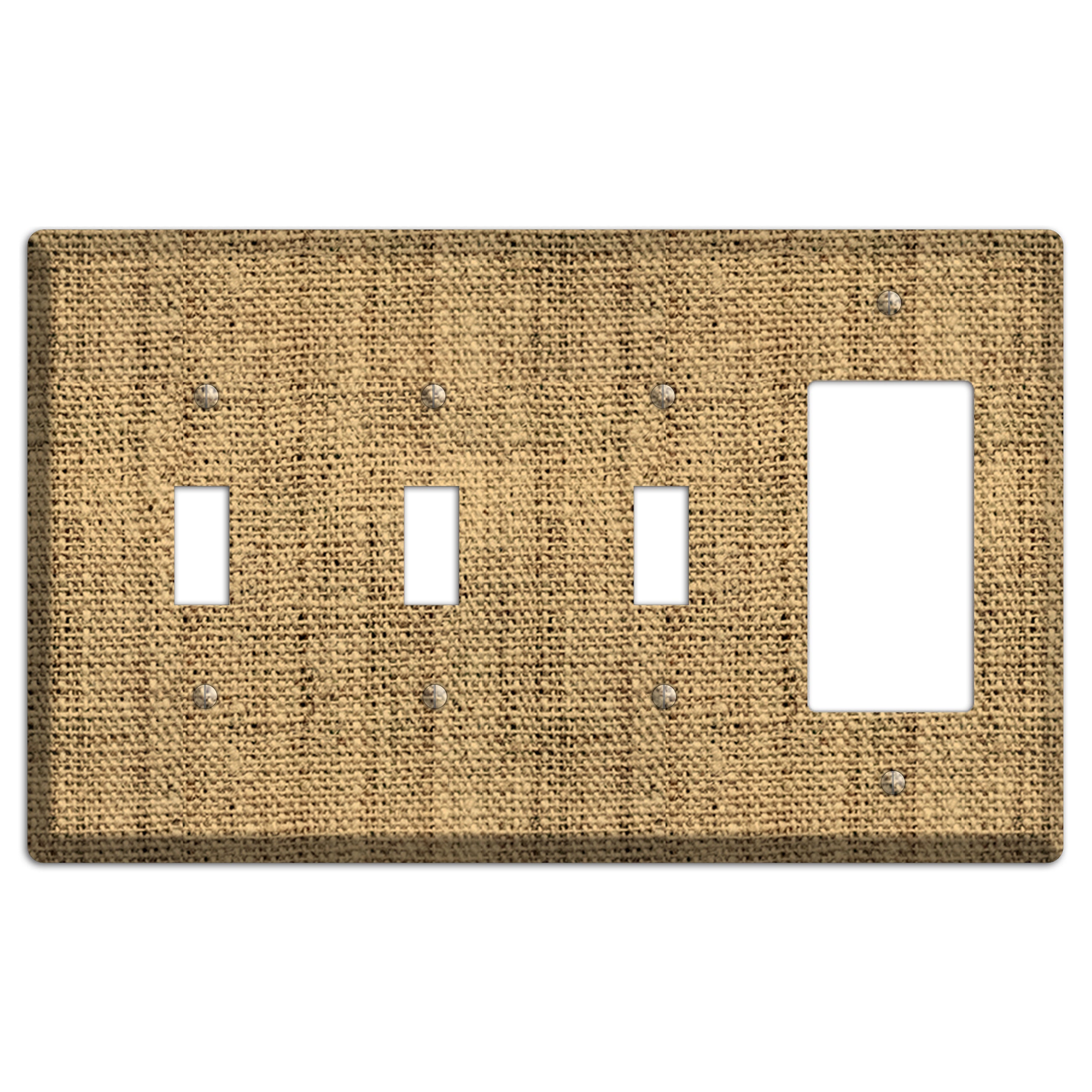 Teak Burlap 3 Toggle / Rocker Wallplate