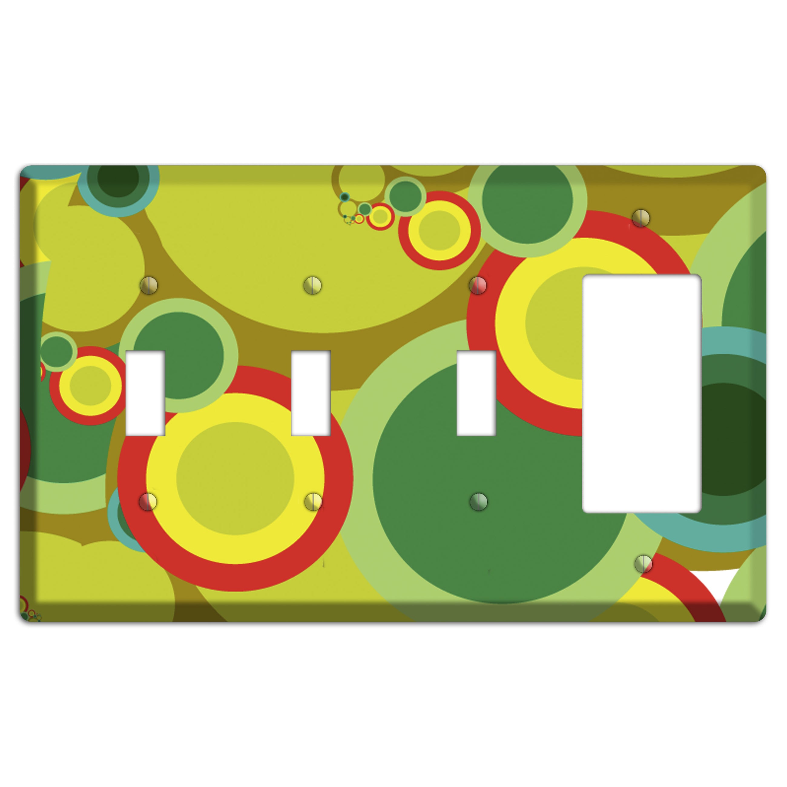 Green and Yellow Abstract Circles 3 Toggle / Rocker Wallplate