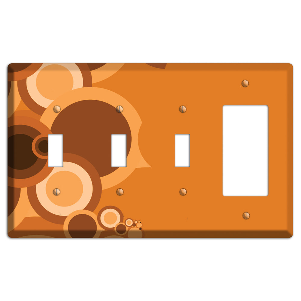 Burnt Orange Circles 3 Toggle / Rocker Wallplate
