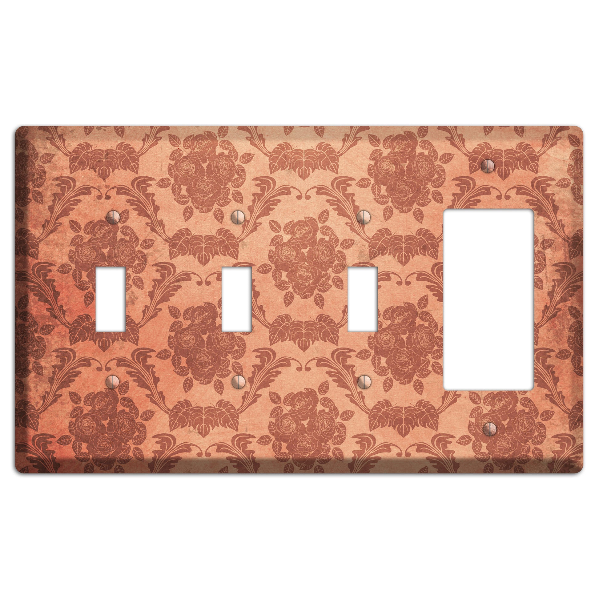 Contessa Vintage Rose Damask 3 Toggle / Rocker Wallplate