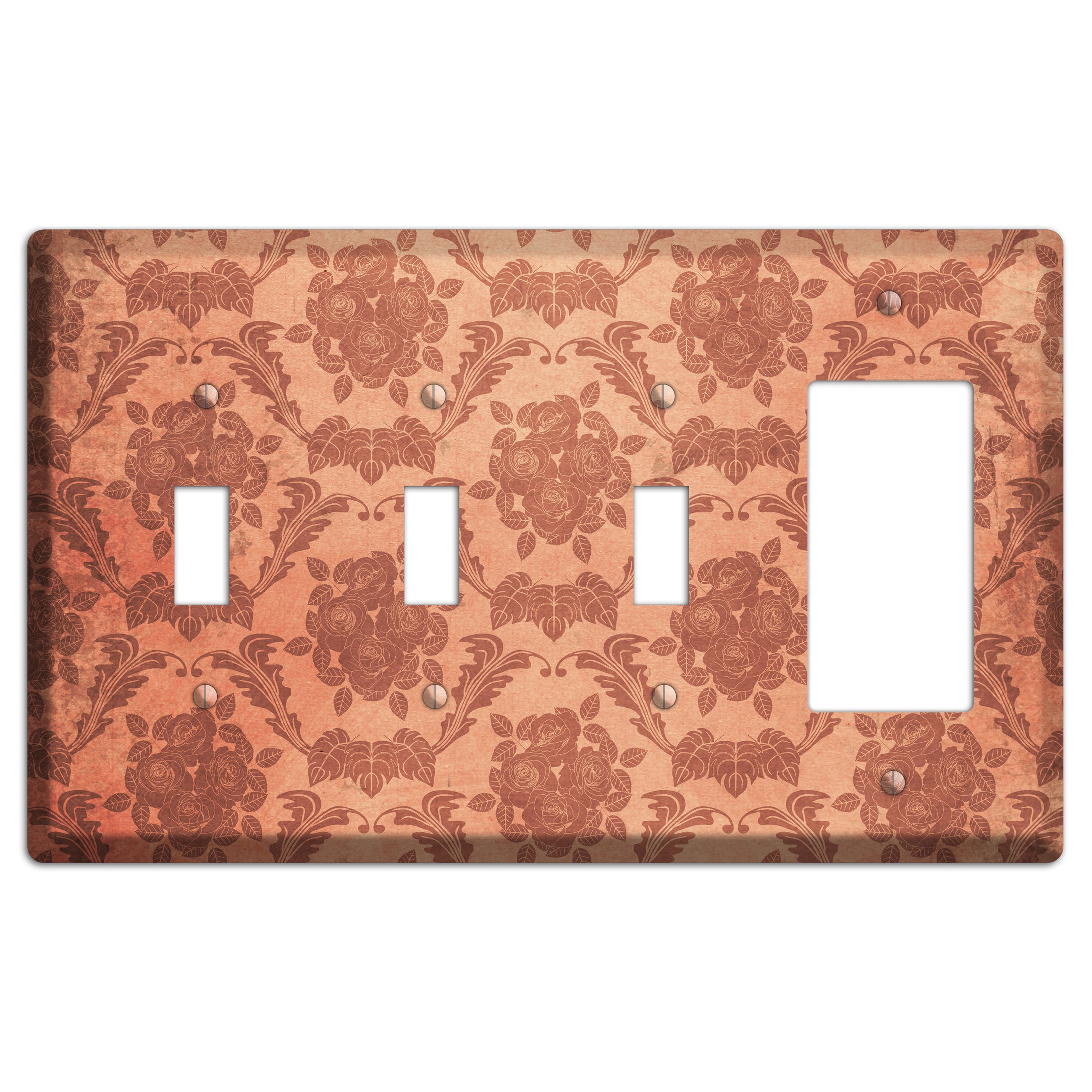 Contessa Vintage Rose Damask 3 Toggle / Rocker Wallplate