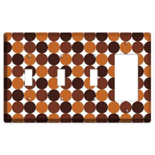 Multi Brown Tiled Dots 3 Toggle / Rocker Wallplate