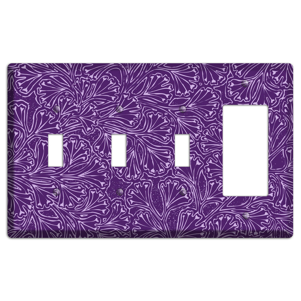 Deco Purple Interlocking Floral 3 Toggle / Rocker Wallplate