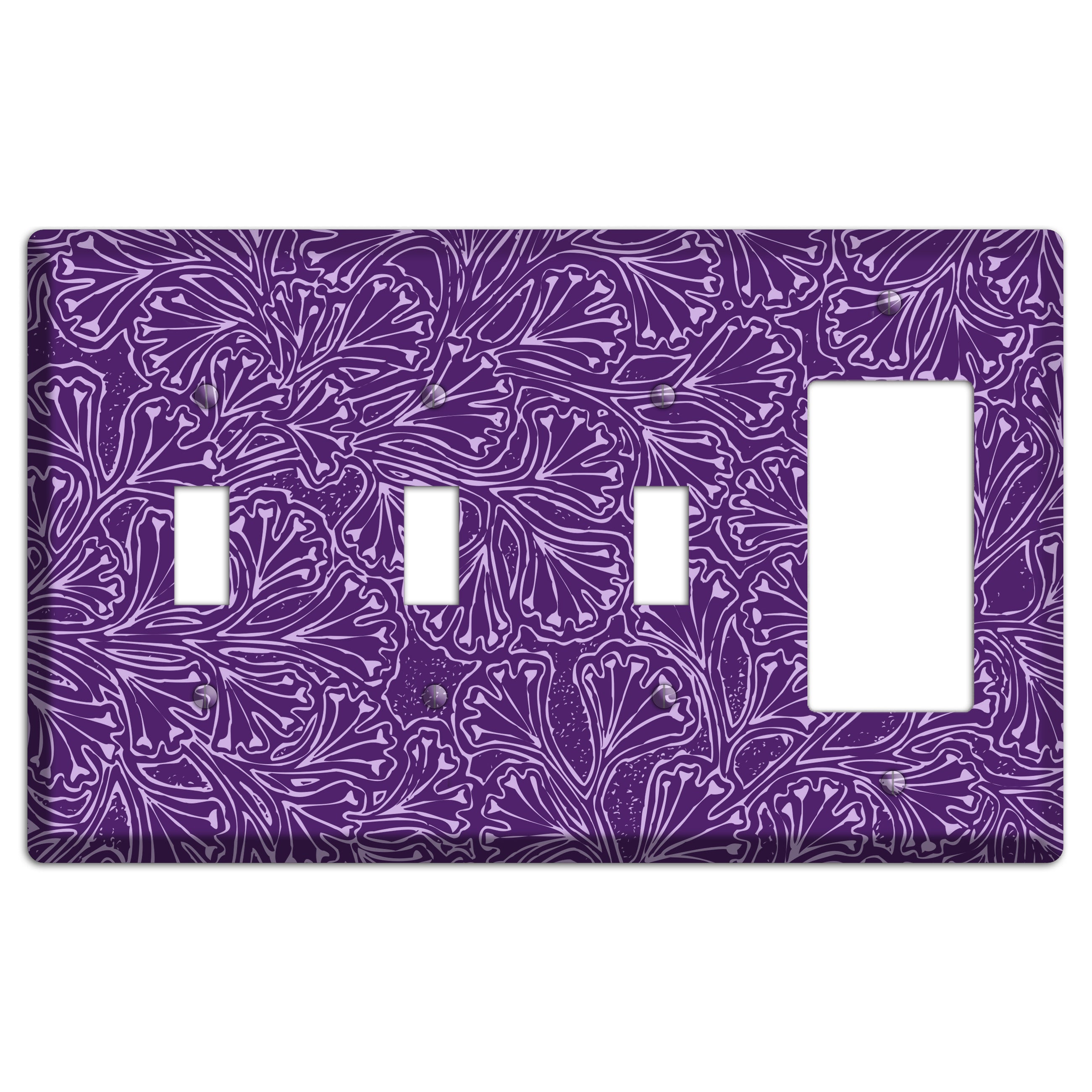 Deco Purple Interlocking Floral 3 Toggle / Rocker Wallplate