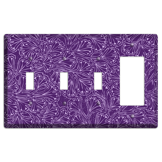 Deco Purple Interlocking Floral 3 Toggle / Rocker Wallplate