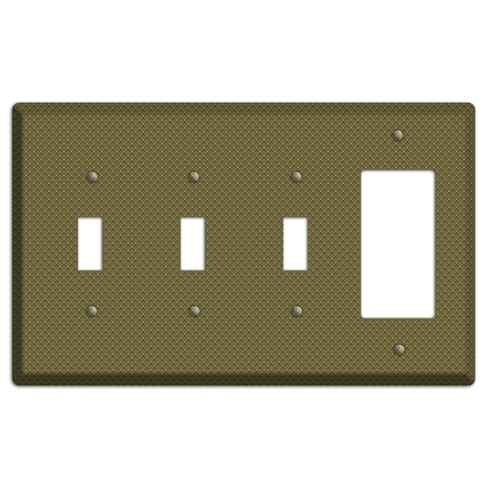 Brown Tiny Deco Scallop 3 Toggle / Rocker Wallplate