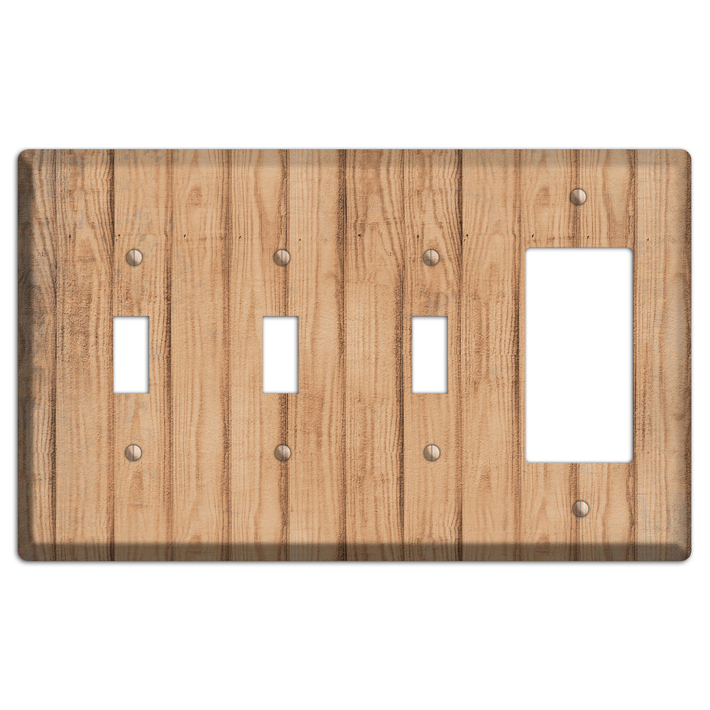 Tan Weathered Wood 3 Toggle / Rocker Wallplate
