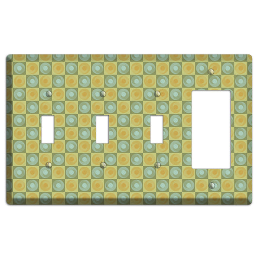 Green and Yellow Squares 3 Toggle / Rocker Wallplate