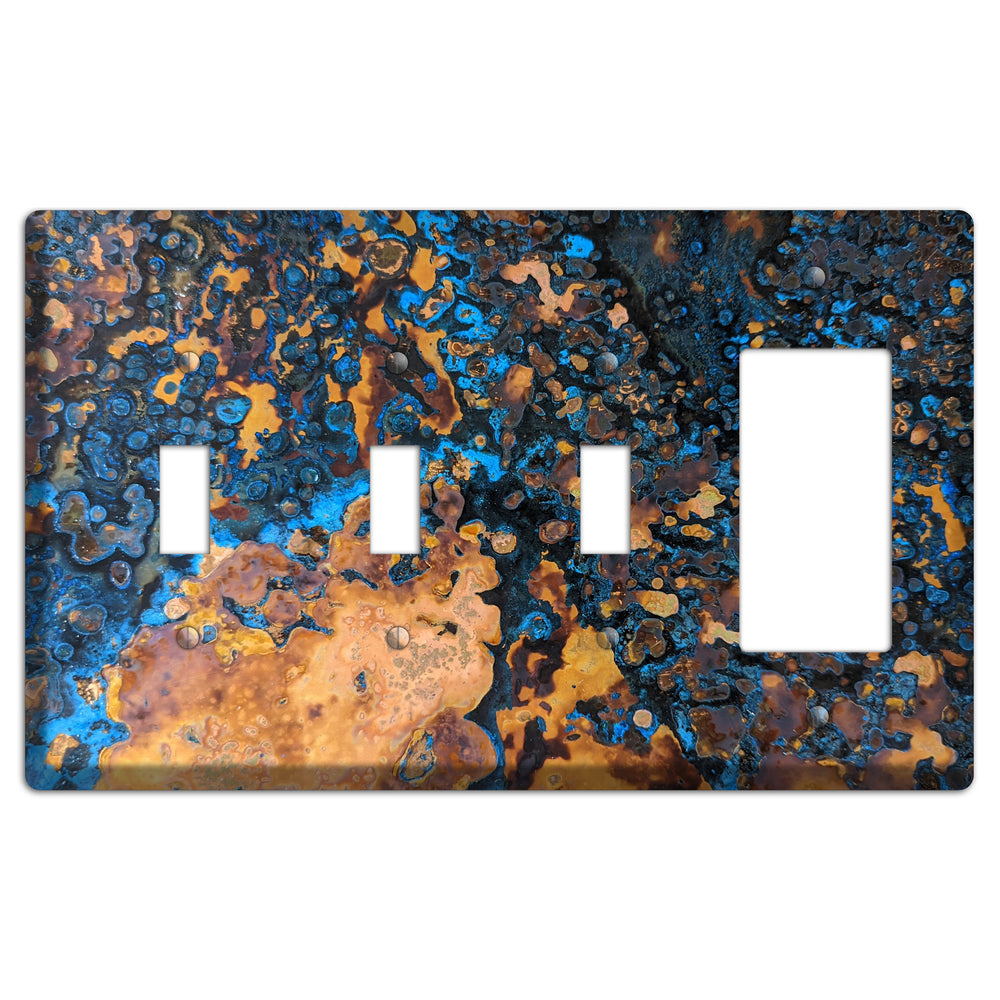 Solid Copper Turquoise 3 Toggle / Rocker Cover Plate