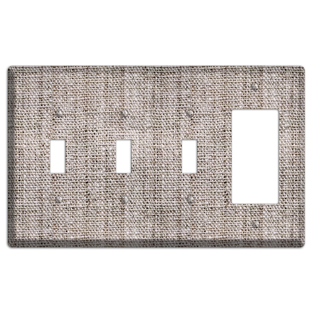 Natural Gray Burlap 3 Toggle / Rocker Wallplate