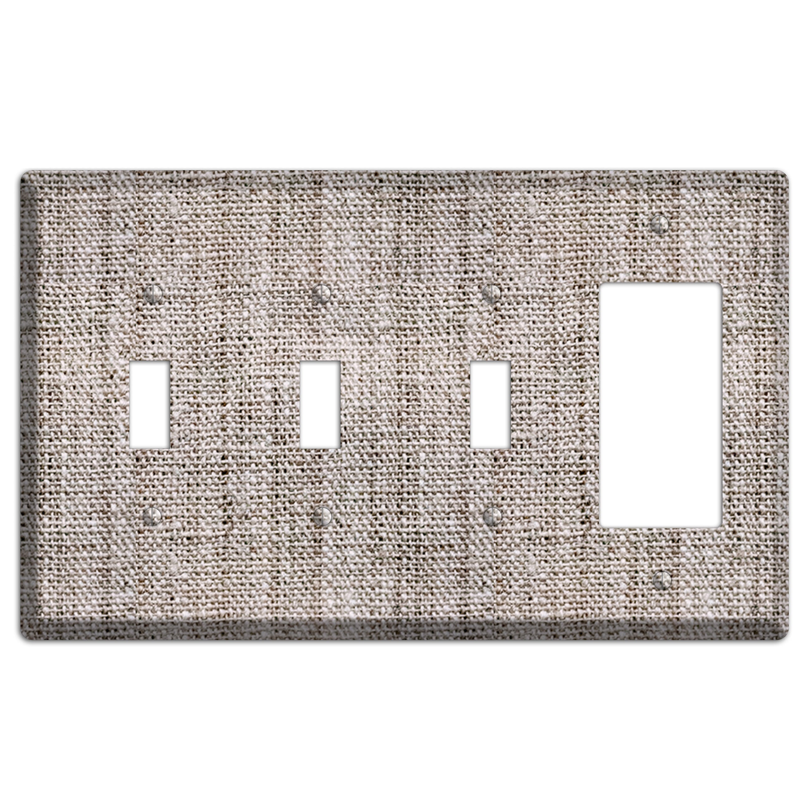 Natural Gray Burlap 3 Toggle / Rocker Wallplate