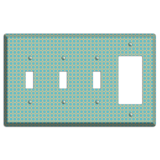 Dusty Blue Tiled Multi Small Dots 3 Toggle / Rocker Wallplate