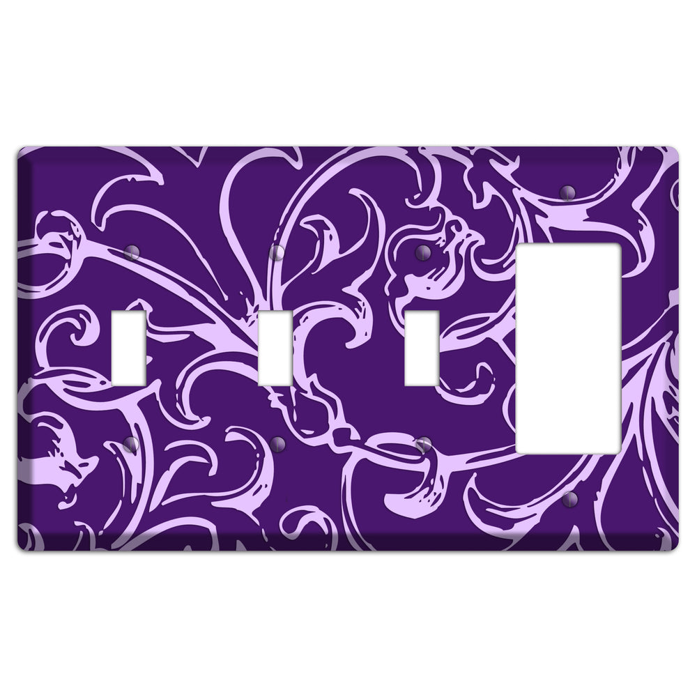 Victorian Purple 3 Toggle / Rocker Wallplate