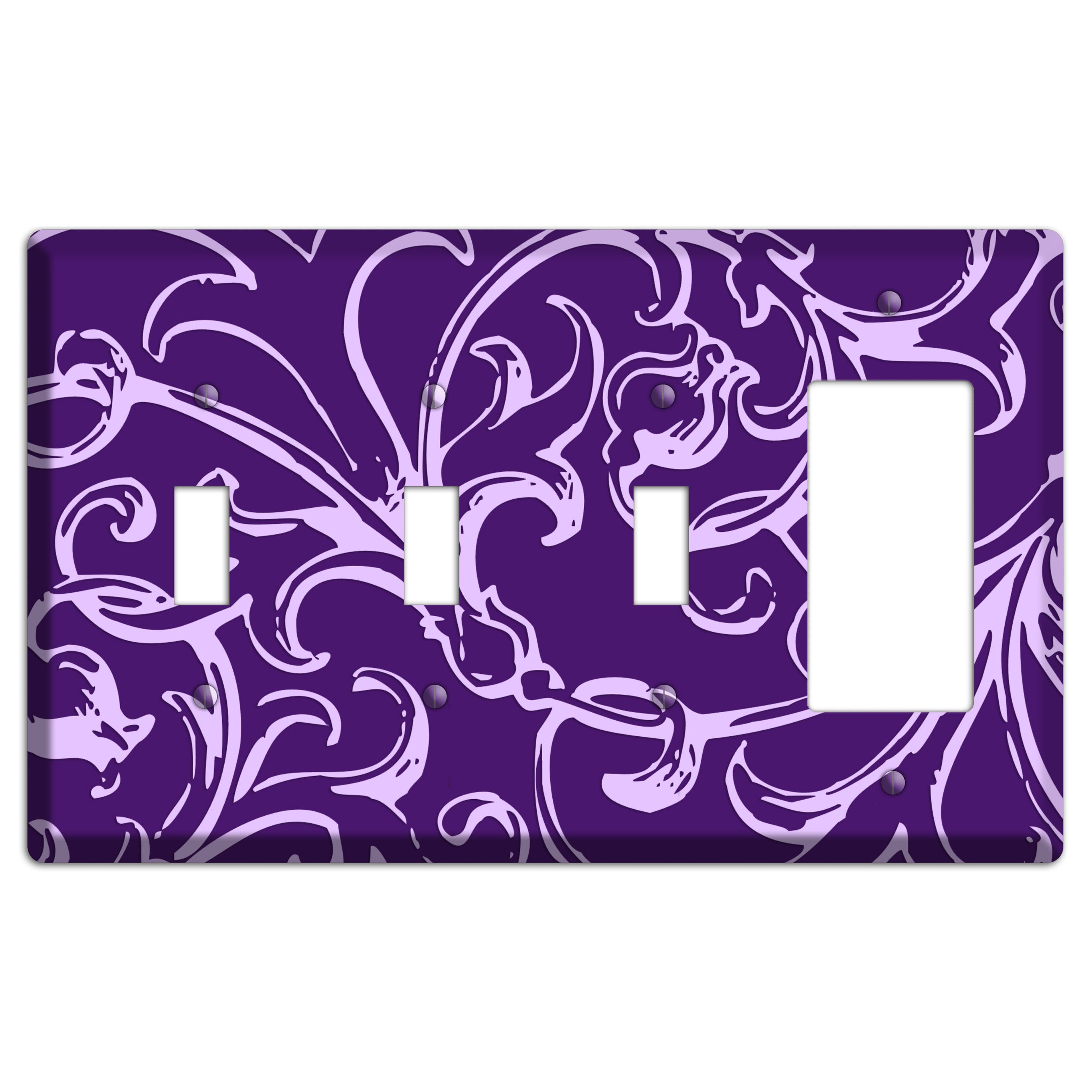 Victorian Purple 3 Toggle / Rocker Wallplate