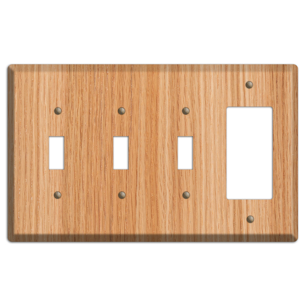 Unfinished Red Oak Wood 3 Toggle / Rocker Outlet Cover Plate
