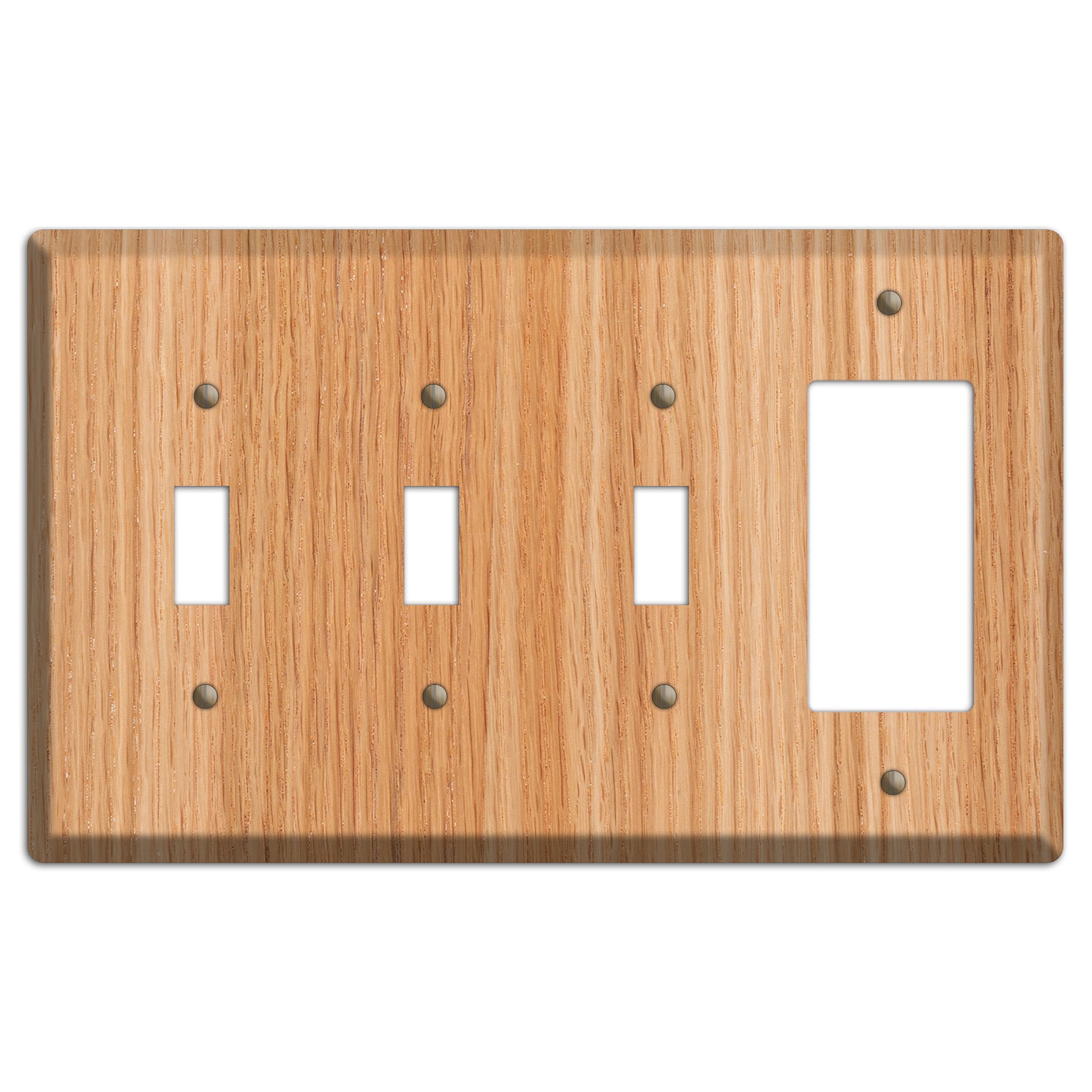 Unfinished Red Oak Wood 3 Toggle / Rocker Outlet Cover Plate