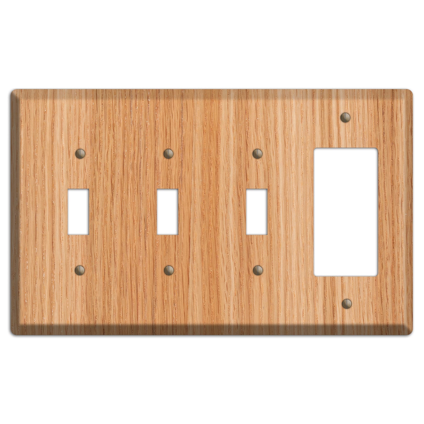 Unfinished Red Oak Wood 3 Toggle / Rocker Outlet Cover Plate